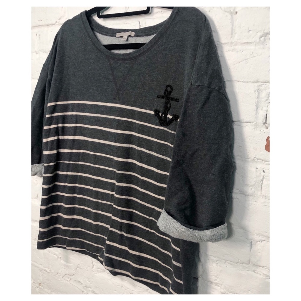 GAP Gray Pull Over 3/4 Sleeve Sweater Large